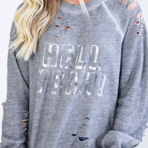 WIldfox, "Hell Yeah" Gray Sweater